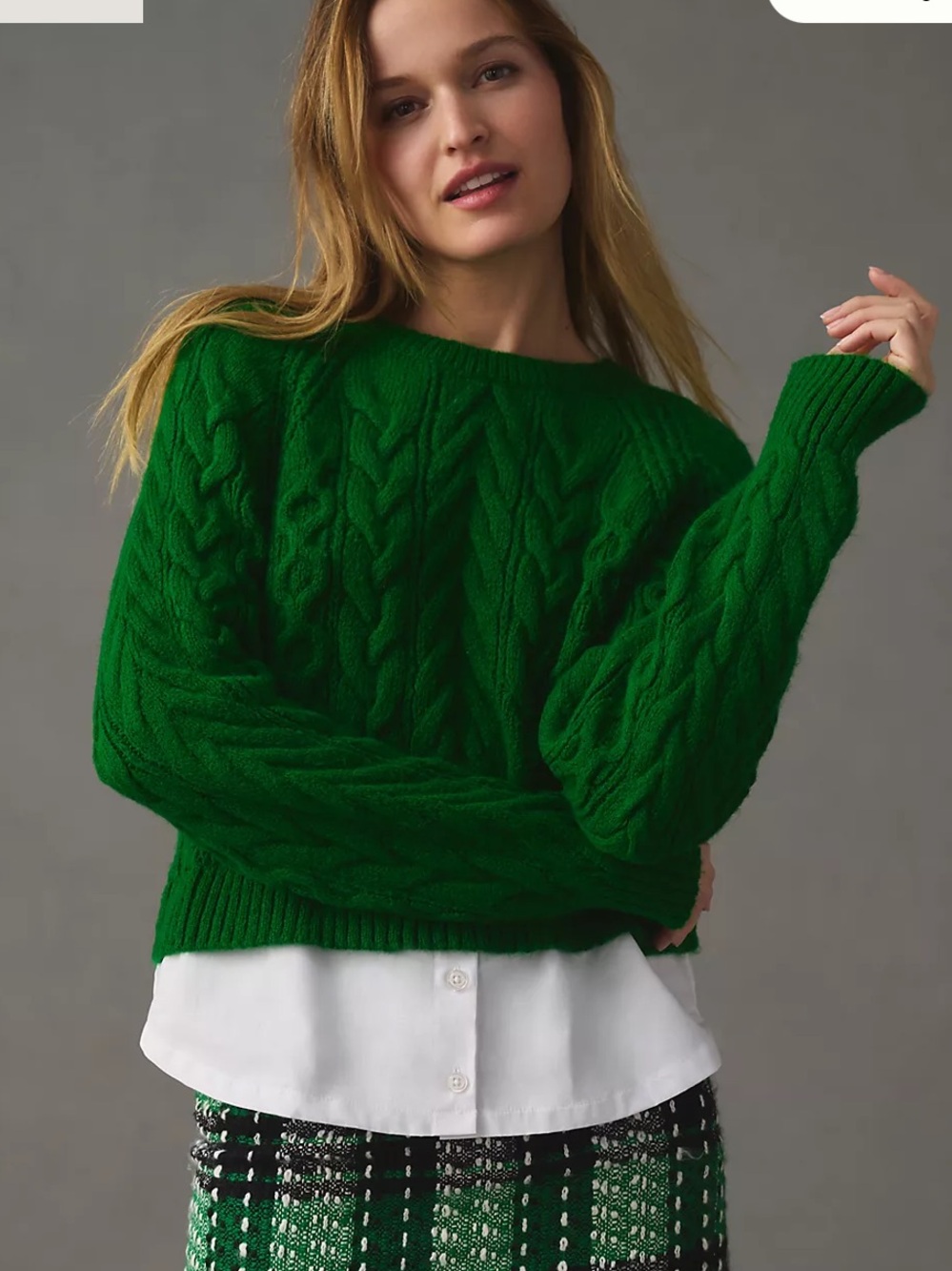 Anthropologie Maeve Layered Cable-Knit Sweater Sz Medium